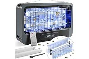 MJUM Lampada Antizanzare Elettrico Doppia Faccia Zanzariera Elettrica 20W 3500V Trappola Zanzare Elettrica con Timer e Telecomando per Giardino,Interno,Due Lampadina di Ricambio