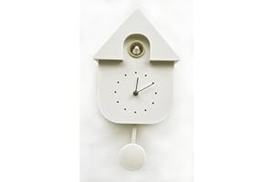 SPRING LIFE Cuckoo Clock Wall Clock Chalet-Style Modern Design with bird tweeting sound in 3 colours (Off white), 29.5x21.5x8.5
