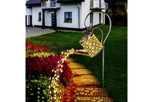 CECOMBINE Solar Gießkanne mit Lichterkette Aussen Gartendeko, LED Außen Wasserdicht Gartendeko Gießkannenlicht Lichter mit Schäferhaken, Vintage Solarleuchten für Garten Hofweg Balkon Terrasse Balkon Rasen