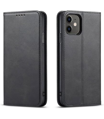 UEEBAI Custodia Portafoglio Per IPhone 11 6.1'' – Pelle PU Con Slot Carte E Tasca Banconote – Chiusura Magnetica E Funzione Supporto – Colore Nero