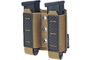 IDOGEAR custodia per caricatore di pistola Molle Magazine Pouch 9MM Doppia Stack Elastic Magazine Holster con Pannello di Loop Interno Laser-Cut Hardshell Mag Carrier