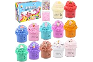 KAYSENSUK Fluffy Slime Set DIY Schleim Kinder, 12 Pack Butter Slime Kit zum Selbermachen,Poopsie Slime Schleim Selber Machen Set Scented Slime Putty Spielzeuge Party Favor Geschenke für Junge Mädchen