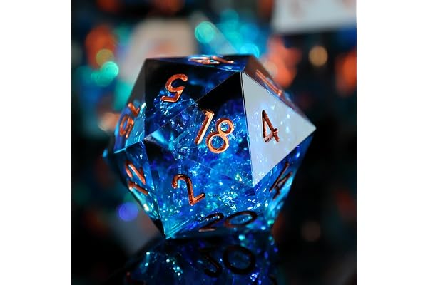 Dés DND Set 7 pièces Résine Polyédriques Sharp Edge Dice Faits à la Main pour Donjons D4 D6 D8 D10 D12 D20 D% Dragons MTG Ttrpg Pathfinder RPG Dés Jeu de Role avec Boîte Cadeau
