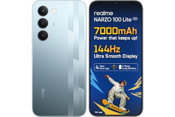realme narzo 100 Lite 5G (Frost Silver,4GB+64GB) | 7000mAh Titan Battery | 4 Years, Zero Lag | 144 Hz Ultra Smooth Display | 