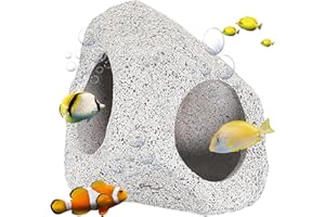 LANCARE Roches pour Aquarium, Cachette d'aquarium pour Animaux pour Poisson à se Reproduire, Jouer et se Reposer, Petites Céramique Pierres Décoratives pour Aquarium (A)