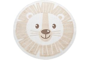 Paco Home Kids Rug Children's Room Outdoor Rug Round Play Mat Modern 3D Effect, Size:Ø 120 cm round, Colour:Beige