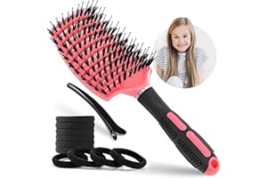 Homfrom Brosse à Cheveux en Poils de Sanglier - Démêlante à Cheveux, 1brosse avec 10 élastique à cheveux & 1 pince à cheveux - Une Révolution Anti-Noeuds pour Tous Types de Cheveux Magique Brush
