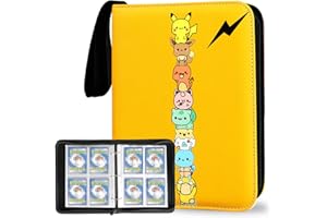 CIUJOY Album na karty, segregator z poliuretanu na karty, 4 kieszenie, najlepsza ochrona kart kolekcjonerskich, teczka, 50 stron, 400 przezroczystych przegródek, na kolekcjonerskie karty Yu-Gi-Oh, żółty