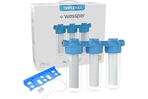 Wessper Filtro de agua 3-Etapas (¾") Filtro de sedimentos Carbón activado