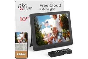 PIX STAR Cornice digitale WiFi da 10 pollici Pix-Star, condivisione istantanea di video e foto via e-mail o tramite un'app, rilevatore di movimento, schermo IPS, facile installazione in un minuto