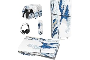 PlayVital Adesivo Skin per ps5 Slim Console Disco Edizione,Sticker Decal Cover Vinile per Controller Telecomando Cuffie Base di Ricarica-Onde Enormi