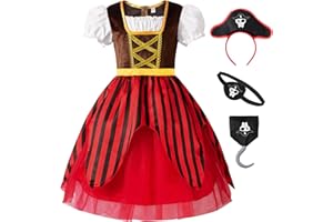 ReliBeauty Disfraz de pirata para niñas de bucanero de mar