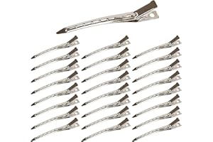 Beayuer 25 Pieces Duck Bill Hair Clips, 3.5 Inch Rustproof Metal Alligator Curl Clips with Holes for Hair Styling, Hair Coloring, Thick Hair Sectioning, Salon, Bows DIY, Silver (25 Pcs, 3.5in Silver)