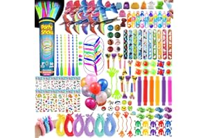 WAORZMK 230Pcs Party Bag Fillers Unisex with Glow Sticks, Balloons, Gliders, Pop Tubes, Assortment Toys Classroom Prizes Rewards Goodie Loot Bag Fillers for Boys Girls Birthday Party Gift Favors