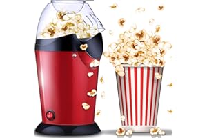 ‎RETOO Retoo Popcornmaschine Ohne Fett und Öl 900 Watt, Heißluft Popcorn Maker, Küchen Coole Gadget für Pop Mais, Gesunder Snack, Fettfrei & Ölfrei Popcorn in Zuhause, Popkorn Maschine, Rot