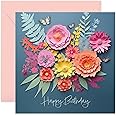 Old English Co. Birthday Cards for Best Friend - Birthday Card for Friend - NOT 3D CARD - Sweet Birthday Card for Women - Floral Butterfly Birthday Greeting Card for Her | Blank Inside with Envelope