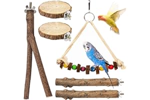 SUNOYA Trespolo per Pappagalli, 6 Pezzi Posatoio per Pappagalli in Legno Naturale Giochi per Pappagalli, Posatoi per Uccelli per Canarino Pappagallini