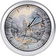 Mark Feldstein & Associates Kinkade Night Before Christmas Carol Clock by WalterDrake Silver Mantel Clock