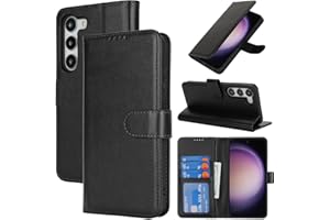Zouzt Hülle für Samsung Galaxy S23, Stoßfestes PU Leder Handyhülle Lederhülle Klapphülle mit Kartenhalter und Standfunktion Flip Leather Wallet Phone Cover (Schwarz)