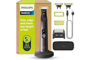 Philips OneBlade Pro 360 Autentico Regolabarba elettrico per viso e corpo, rasoio e depilatore, 3x 360 lame, 1x pettine da 20, 1x kit corpo, 1x supporto di ricarica, 1x custodia da viaggio, QP6652/35