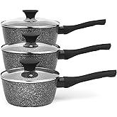 Salter Megastone 3-Piece Pan Set - Non-Stick Cooking Pots, Induction Hob Suitable, 16/18/20 cm Saucepans, Durable Forged Alum
