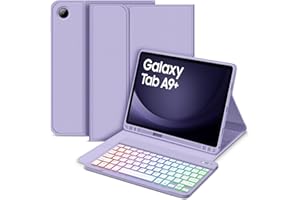 Bettdow for Samsung Galaxy Tab A9+/A9 PLUS 2023 Keyboard Case, UK Layout Detachable Wireless Backlit Keyboard, Case with Pencil Holder for Galaxy Tab A9 PLUS 11 Inch 2023 (SM-X210/X215/X216), Purple