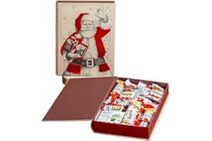 ONZA DULCE Y SALADO SWEET & SALTED Onza. Scatola regalo con cioccolatini Kinder Bueno. Originale regali di Natale, Secret Santa. Libro di Babbo Natale pieno di cioccolatini Kinder, Happy Hippo, Schokobons, Kinder Bueno Mini.