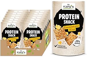 ‎DR KARG Dr. Karg’s Protein-Snack Emmentaler Käse - knusprig, vegetarisch, proteinreich, mit mehr als 30% Eiweiß & weniger Kohlenhydraten sowie würzigem Emmentaler, Proteinquelle ohne Zusatzstoffe, 14x85g