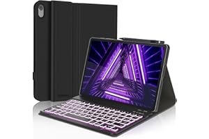 JADEMALL Coque Clavier pour Lenovo Tab M10 FHD Plus 10.3" TB-X606F/X606X, AZERTY Clavier Rétroéclairé Magnétique sans Fil avec Porte-Crayon pour Lenovo Tab M10 FHD 10,3", Noir