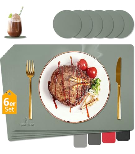 Set De Table En Feutre VILSTO 18 Pièces - Lavable, Anti-Glisse, Vert Forêt, Pour Table Basse/Manger
