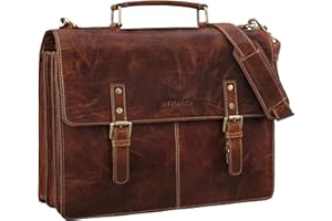 STILORD "Bernd Borsa Porta PC 15,6 Pollici Pelle Borse Valigetta 24 Ore Ventiquattrore Vintage Cartella Portadocumenti Uomo Donna da Ufficio Colore:seppia - marrone