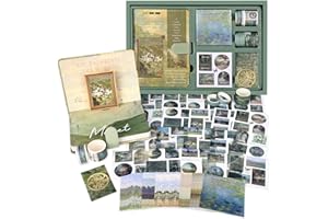 Draupnir Large Aesthetic Scrapbook Kit, Vintage Oil Painting Bullet Junk Journal Kit with Scrapbook Supplies, B6 Notebook with Full Color Inner Pages DIY Scrapbook Gift for Girl Kid - Monet's Garden