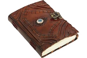 URBAN LEATHER Ward Off - Diario de piel con protección contra el mal de ojo, libro de hechizos de Hocus Pocus, cuaderno de grimorios para hombres y mujeres, accesorio de decoración en blanco, sin forro, papel de