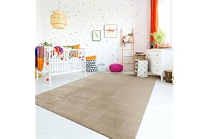 ‎TT HOME TT Home Teppich Kinderzimmer Waschbar rutschfest Kinderteppich Junge Mädchen Weich Pastell, Farbe: Dunkelbeige, Größe:120x170 cm