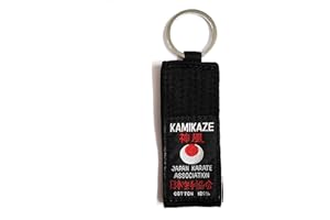 Kamikaze - JKA Black Strap Key Ring for Dan Grade Various Styles, black, 10 cm x 4 cm