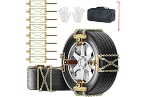 IRABEY Schneeketten, 8 Stück Notfall Abschlepp Assistent Schneeketten, Universelle Tragbare Sicherheits Reifen Ketten für Auto/SUV/LKW (Reifenbreite 195–235 mm)