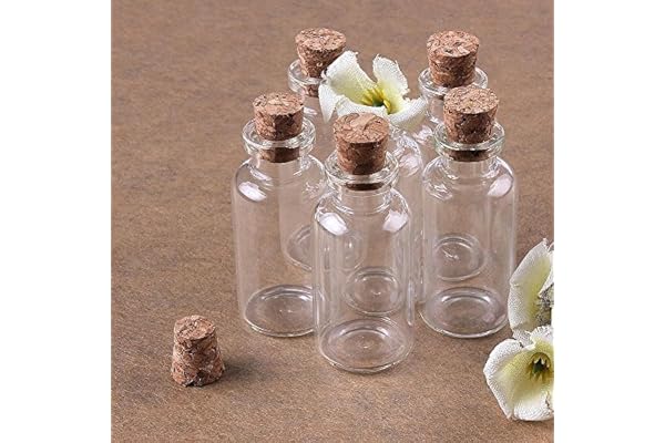 Musuntas® 8 x 10 ml miniglasflaska med kork, liten glasflaska, miniflaska med korkpropp, 22 x 50 mm