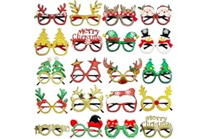 YLLUUOE 20 PCS Novelty Christmas Glasses Frames,Christmas Glitter Party Eyeglasses ,Xmas Costume Party Glasses Frame Props for Kids Adults to Wear for Holiday Party Favors Gift Create Joyful Atmosphere