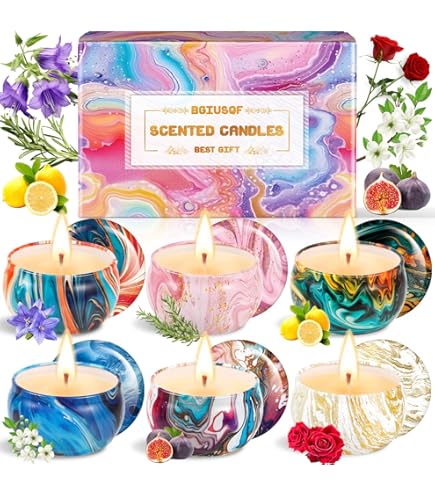 Ontspannende Geurkaars Purpledi Geurkaarsenset, Natuurlijke Sojawas Kaarsenset (12 Stuks), Geurkaarsen, Cadeauset Voor Dames, 60 Ml, Draagbare Reiskaarsen Voor Stressvermindering, Ontspanning Van Het Lichaam, Kerstmis Kaarsen Met Deksel