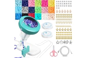 GOODY KING Clay Bead Spinner Kit, Electric Bead Spinner with 3600 Clay Beads, 18 Color Clay Beads for Jewelry Making and Beading Accessories for Making Waist, Bracelets or Necklaces