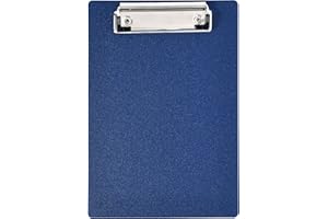 HXMJIED Portapapeles A5 de plástico con abrazadera de metal de goma, tablero rígido azul profundo, portapapeles duradero, soporte de papel para escribir, notas, documentos, portapapeles pequeño, tamaño