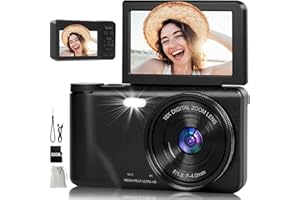 TAICHAEU Digital Camera - 4K 64MP Compact Camera with 3 Inch 180° Flip Screen 32GB Memory Card 18X Digital Zoom Autofocus Vlogging Photo Cameras for Teenagers Beginners Adults