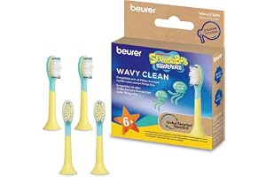Beurer SC Wavy Clean påsättningsborstar för elektrisk tandborste barn | Extra mjuka borst, ersättningsborstar för SC 11 barntandborste & Philips Sonicare tandborste, med klistermärken, från 6 år