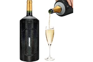 ITSLIFE Weinkühler mit Deckel, 750ml Flaschenkühler für Wein Champagner, Doppelwandiger Edelstahl Sektkühler, Champagnerkühler, Tragbare Getränkekühler Outdoor, Geschenke für Weinliebhaber, Schwarz