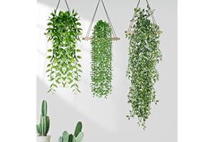 ENCOUN 3PCS Plantas Artificiales Colgantes con Macetas, 55-90cm, Plantas Artificiales Decorativas para Cocina, Sala de Estar, Balcón, Jardín