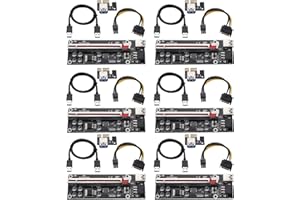 MZHOU PCI-E Riser 1X to 16X Riser Card - V009S-PLUS Tarjeta de Expansión - GPU Riser con 60cm Cable de extensión USB - PCIe Riser Card GPU Crypto Moneda Bitcoin Minería (V009S-PLUS 6 Paquete)