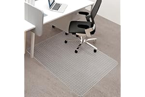BesWin Office Chair Mat for Carpets, 75x120cm PVC Desk Chair Mat for Low Pile Carpeted Floors, Heavy Duty Carpet Floor Protector for Home Office Rolling Chair, Transparent, Easy Glide