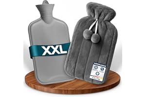 ‎VOLILA volila 3.5 L XXL Wärmflasche mit Bezug - Süße Wärmeflasche Grau mit Weichem Kunstfell-Wärmflaschenbezug - Für Frauen Schmerzlinderung