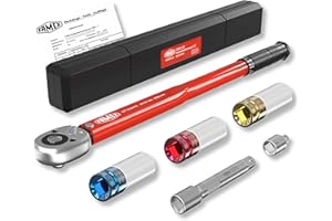 FAMEX WERKZEUGE FAMEX 10886-3-RS Drehmomentschlüssel 1/2" (12,5mm) - 30-210 Nm - Schoneinsätze aus Chrom-Molybdän-Stahl - schlagfest - inkl. Verlängerung Adapter - für Auto, Motorrad, Van