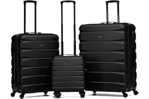 Flight Knight ABS 3 Tailles Valise Legere Compatible avec Air France, Hop! easyJet, Ryanair Et Bien d'autres! Bagage a Main Et Bagage en Soute Grande avec 4 Roues (3 PCS)